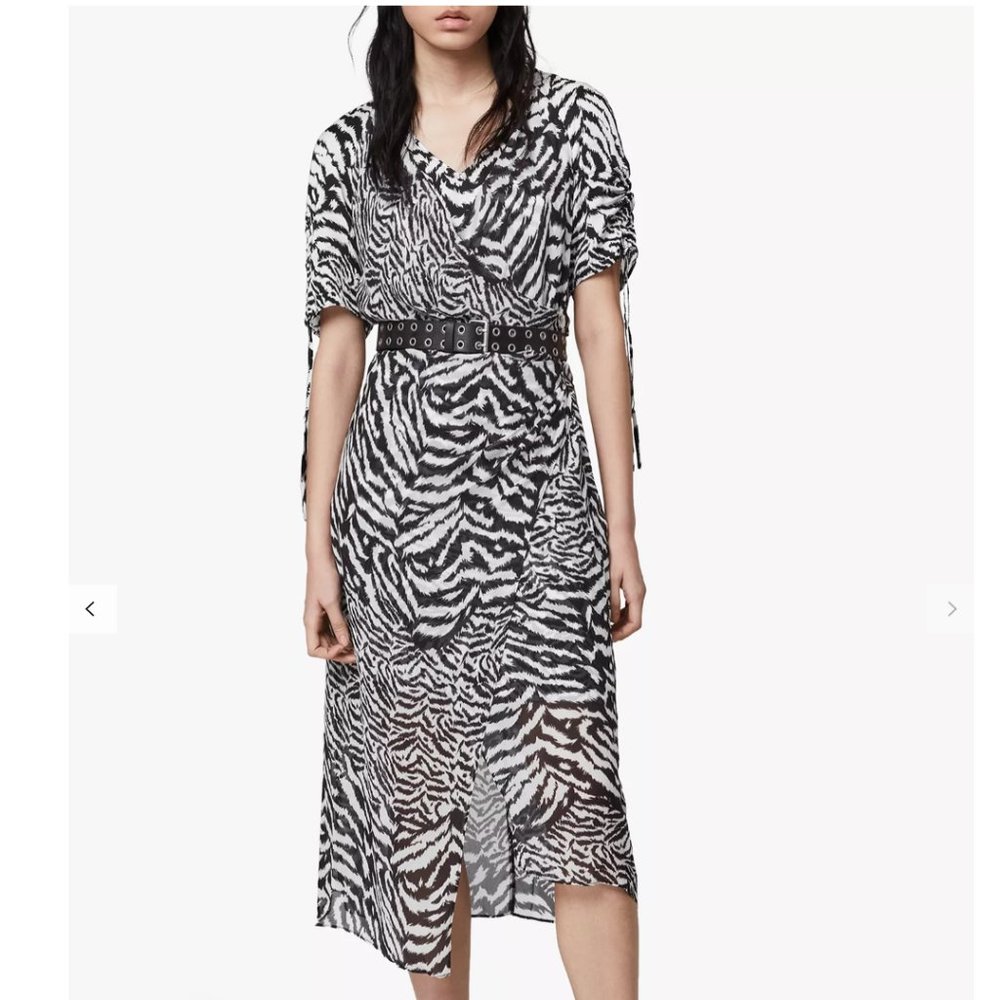 NWOT All Saints zebra print midi dress - Picture 6 of 6